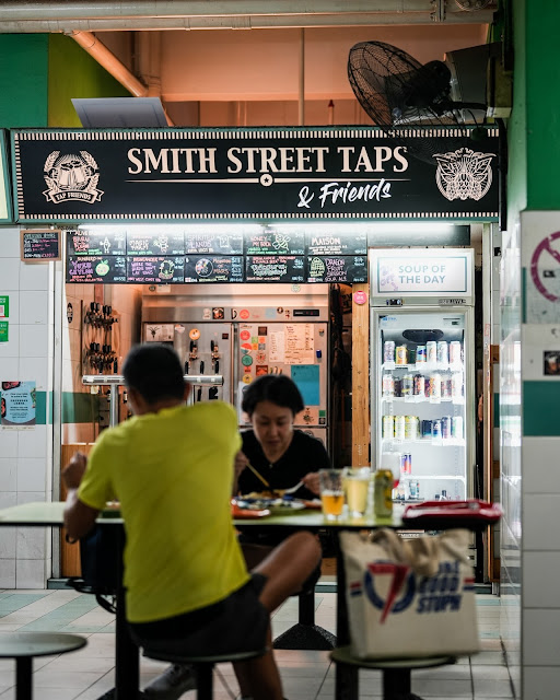Craft beer taps and counter at Smith Street Taps in Chinatown Complex
