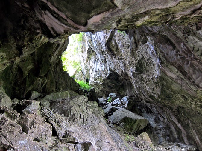 Natural limestone formations inside Gua Charas cave in Pahang