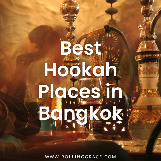 Shisha pipe and warm lighting at a hookah lounge for shisha in Bangkok Thailand
