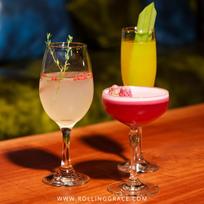Three signature cocktails at LandOn Kuala Lumpur including the Madagasia, Magenta Blitz and Whispering Jade.