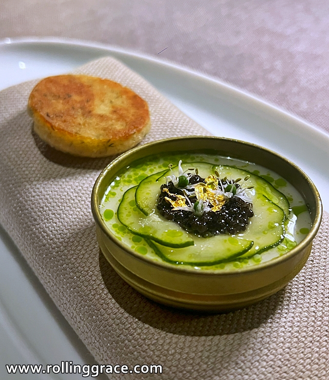We Tried the 7-Course La Dégustation Menu at Sabayon EQ KL 2 Salmon rillettes with caviar and cucumber in a green ceramic dish, Sabayon EQ Hotel KL