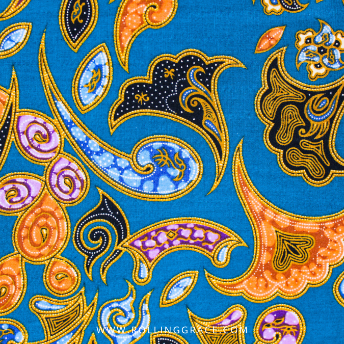 Malaysia batik floral and geometric pattern fabric