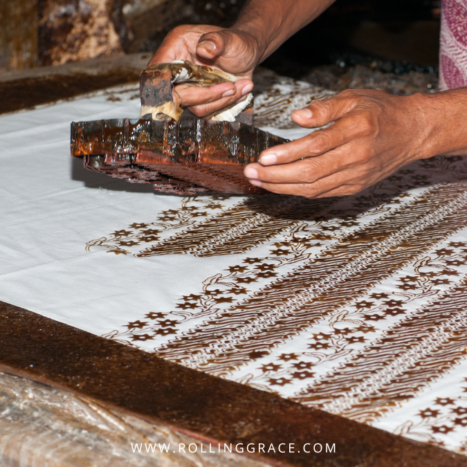 Traditional Malaysian batik block printing copper stamp