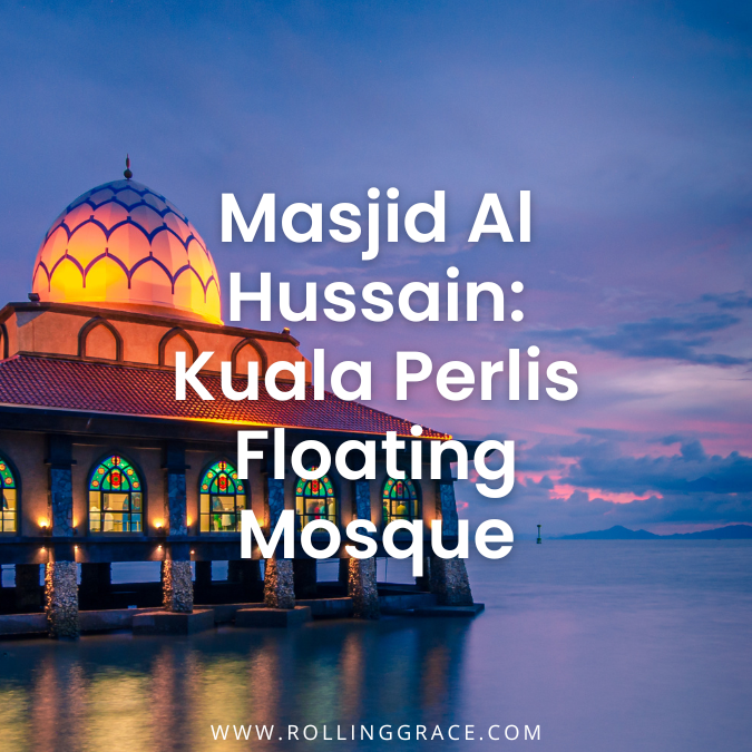 Masjid Al Hussain Kuala Perlis illuminated at dusk during prayer time