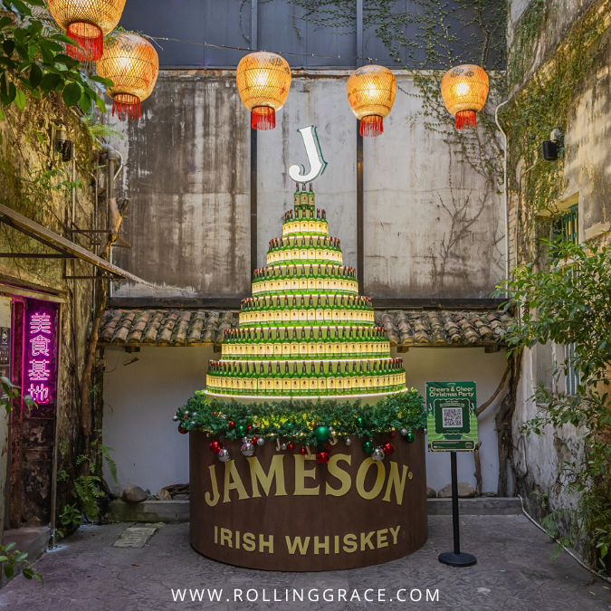 Illuminated Jameson Christmas Tree at Kwai Chai Hong in Kuala Lumpur.
