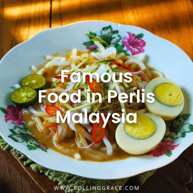 Laksa Perlis is a popular local food in perlis with rice noodles in thick fish-based gravy, topped with herbs