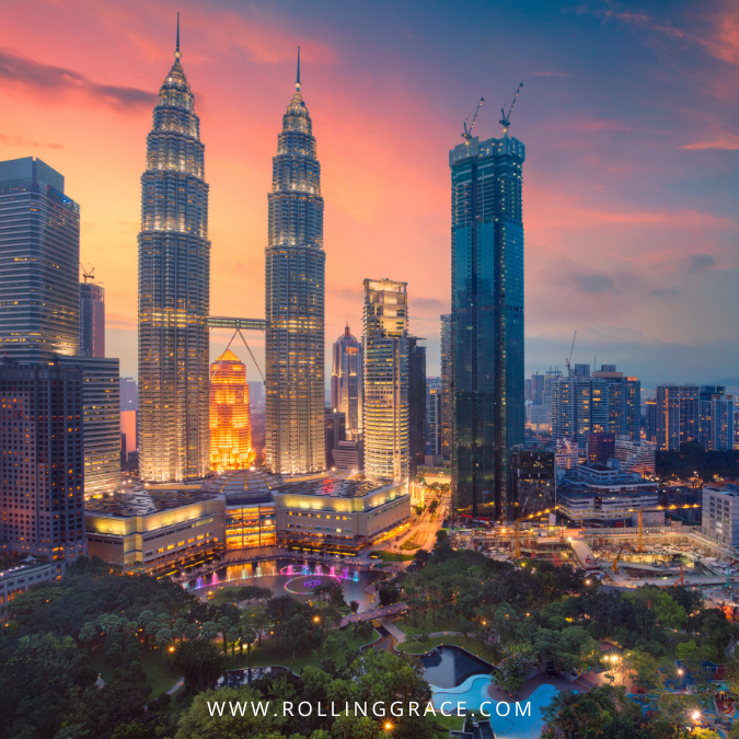 Kuala Lumpur skyline with Petronas Twin Towers and surrounding city buildings