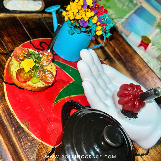 Le Petit Chef tomato terrine and gazpacho course at Grand Hyatt Kuala Lumpur