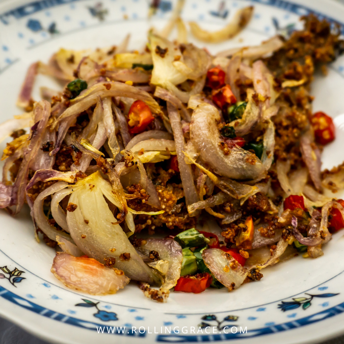 Pekasam puyu fermented climbing perch fish served with rice