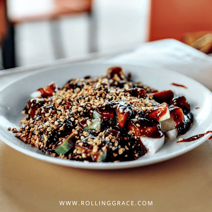 Rojak Ah Chai in Teluk Intan with cuttlefish, prawn fritters and house sauce, featured in Rolling Grace best food in Teluk Intan guide