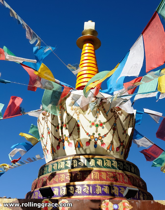 Giant Tibetan prayer wheel at Guishan Park in Shangri-La