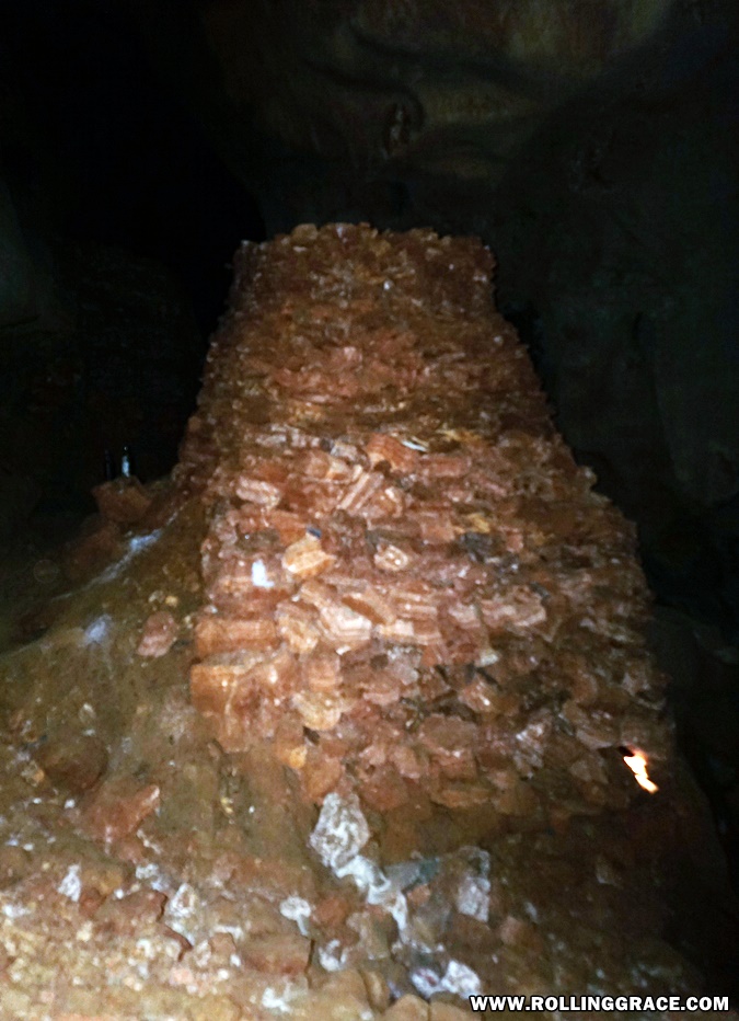 Rock piles and uneven floor inside Gua Kelam cave
