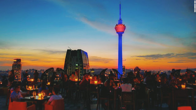 Helipad Kuala Lumpur rooftop bar with 360 degree city skyline views