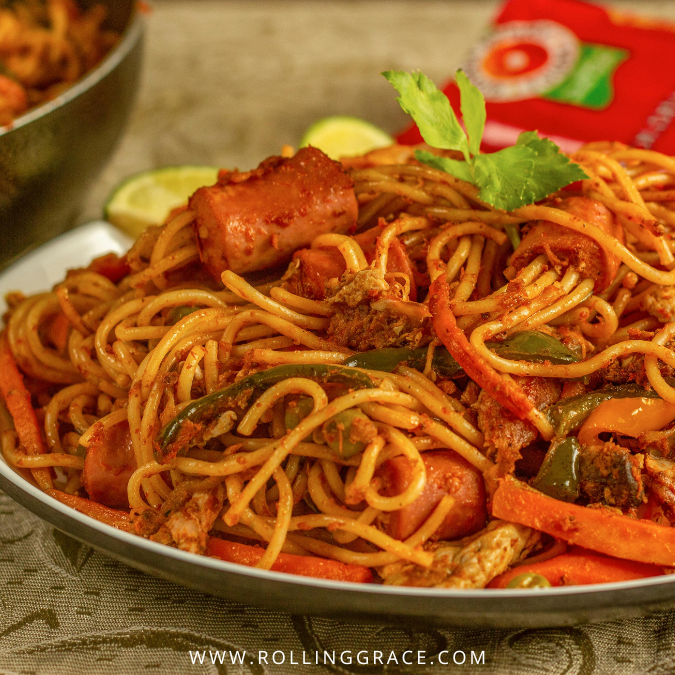 Nepali chow mein with vegetables and chicken served in Kuala Lumpur