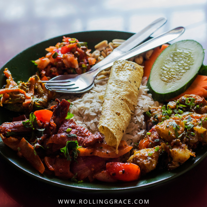 Newari khaja set with spiced meat and beaten rice at Everest Kitchen Kuala Lumpur
