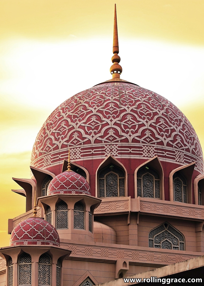 Putra Mosque Putrajaya pink dome at sunset