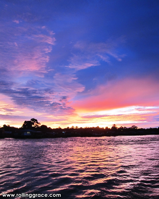 Sunset view over Sarawak Limbang riverfront