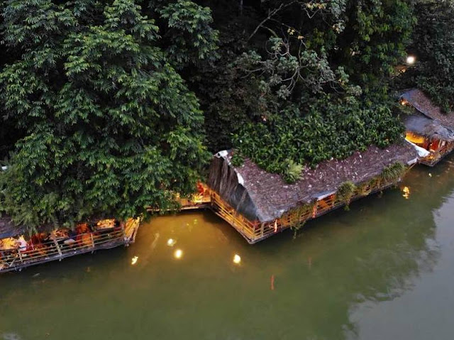 Veg Fish Farm Thai Restaurant Ampang garden pond dining setting