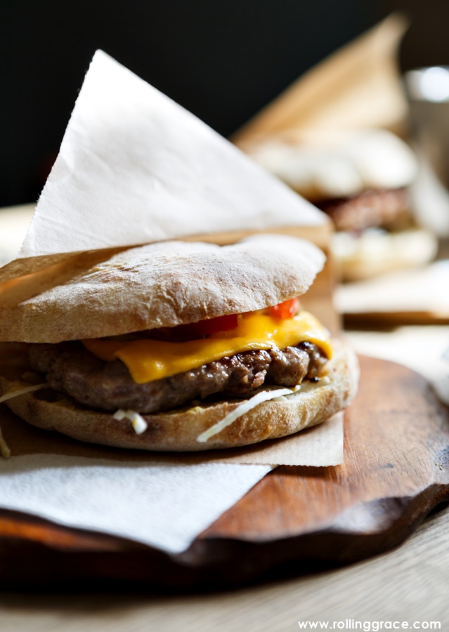 Bosnian pljeskavica grilled Balkan meat patty in flatbread