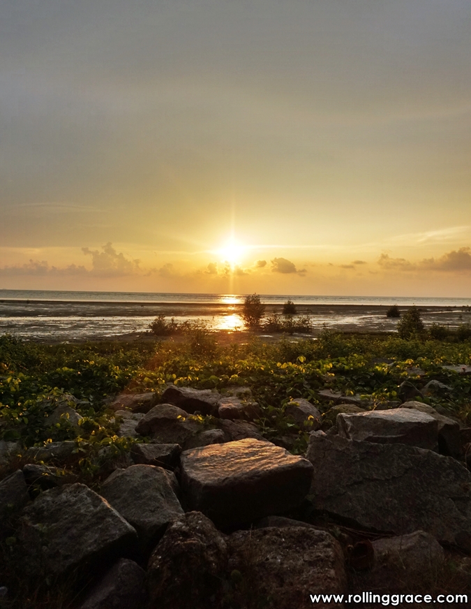 Sunrise over the shoreline at Kota Kuala Muda Tsunami Memorial in Kedah