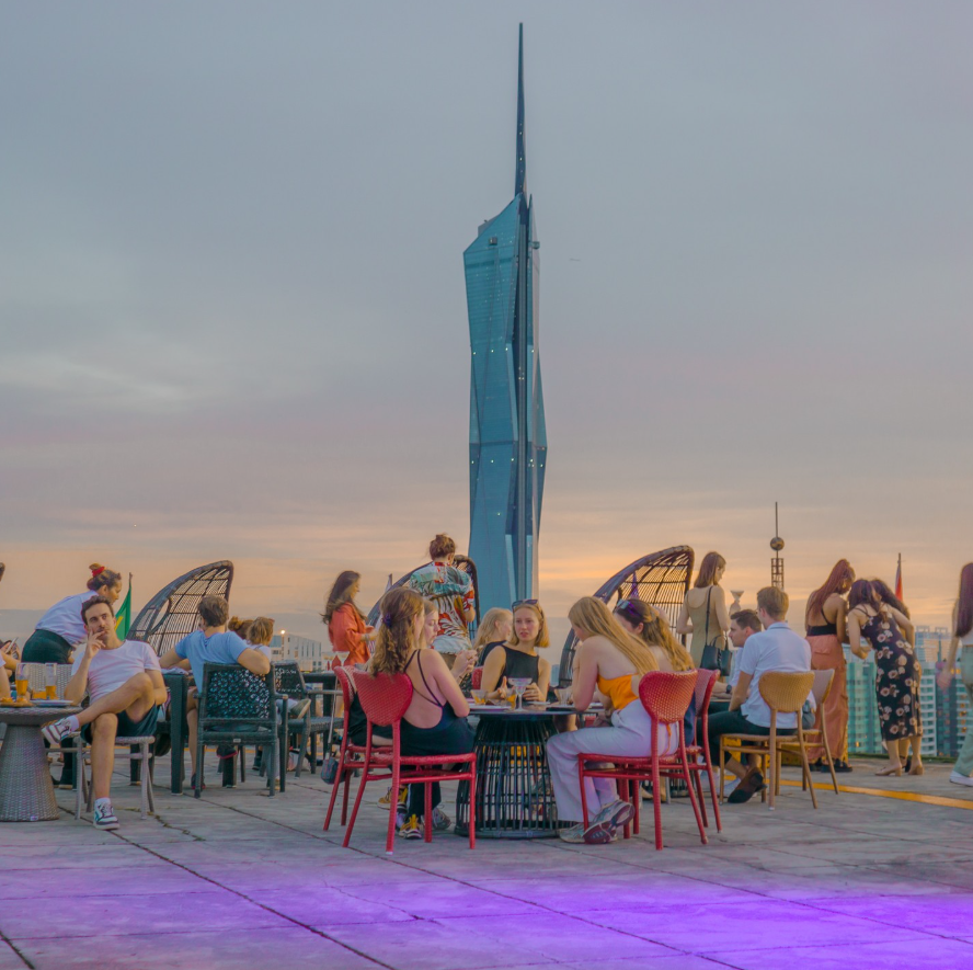 Helipad Kuala Lumpur rooftop bar and dining at Menara KH skyline view