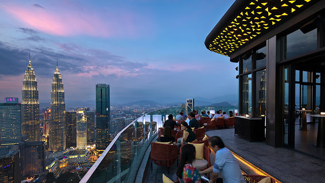 Vertigo rooftop restaurant at Banyan Tree Kuala Lumpur skyline terrace view