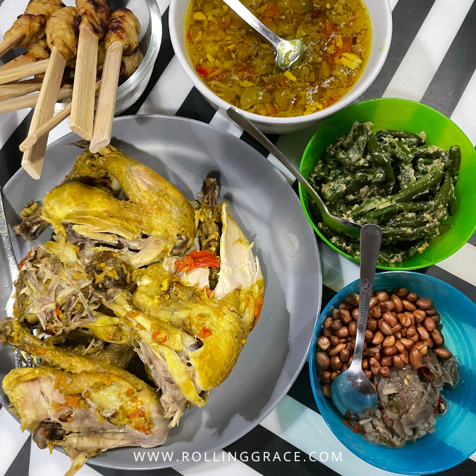 Ayam betutu Bali — slow-cooked spiced chicken with bumbu betutu paste served with rice and vegetables