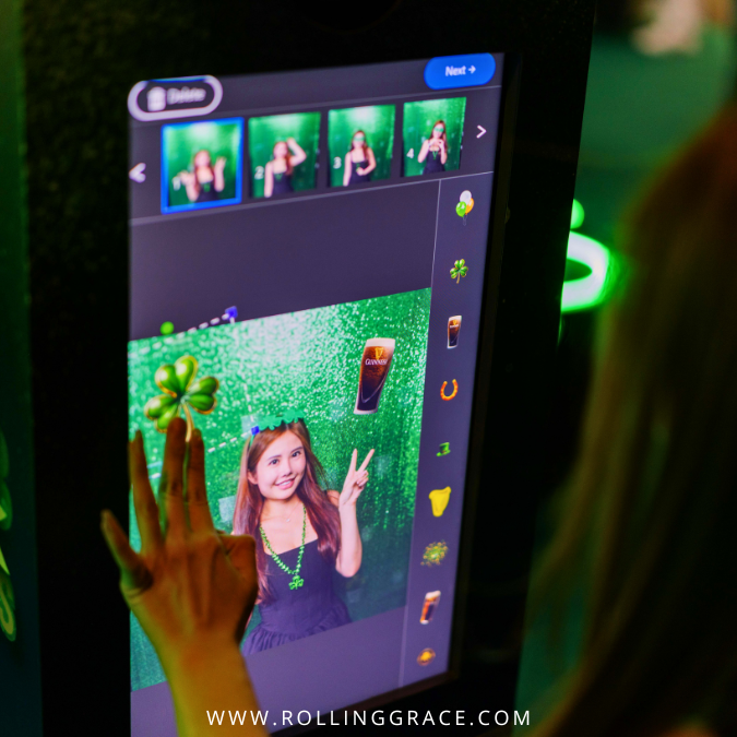 Guest using an interactive digital photo booth at the Guinness St. Patrick's event Malaysia