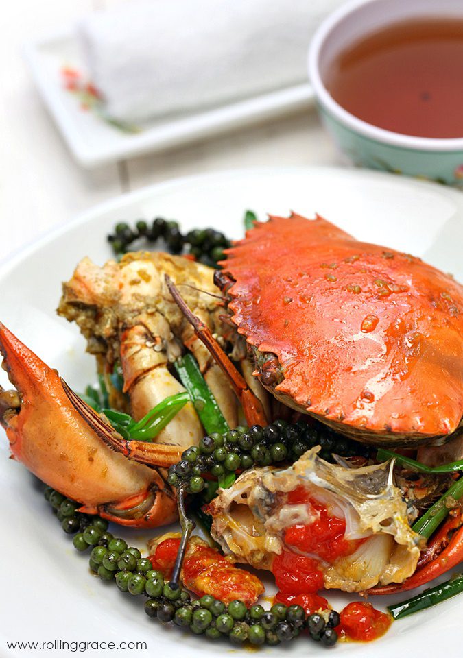 Whole crab cooked in aromatic Kampot peppercorn sauce, a coastal Cambodian specialty