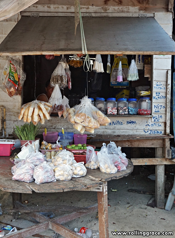Small food and snack stalls at Kampung Mabul village on Pulau Mabul, Sabah