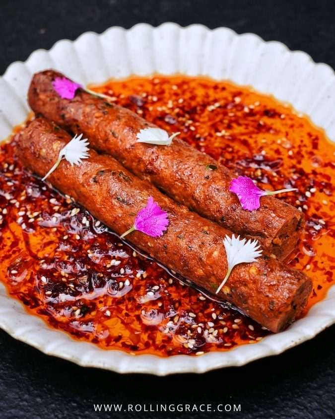 Lamb kebab and chilli oil close up at Le Mirch Avenue K Kuala Lumpur