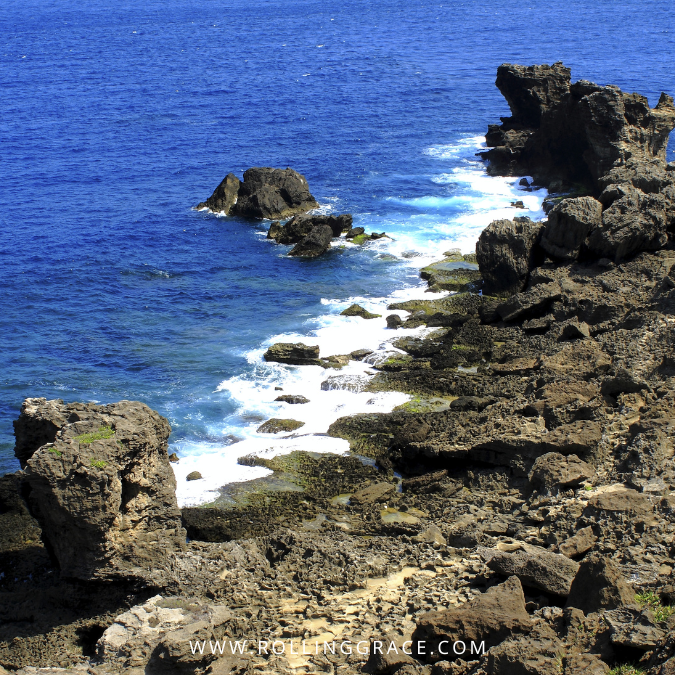Rocky coastal formations at Maobitou Park with ocean views, Southern Taiwan