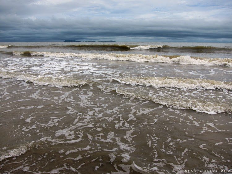 Pantai Air Papan beach facing the South China Sea on a clear day, Mersing Johor