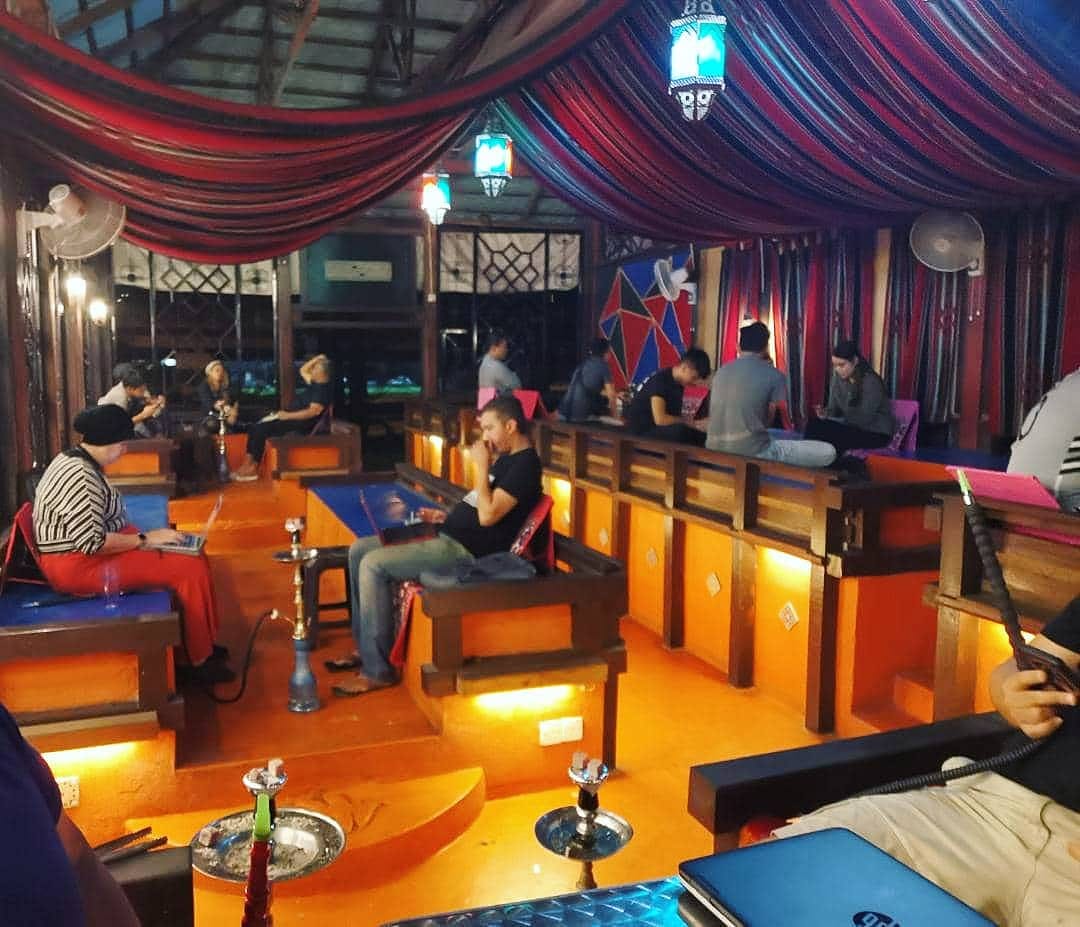 Open-air shisha tables at Rasta TTDI food court Kuala Lumpur