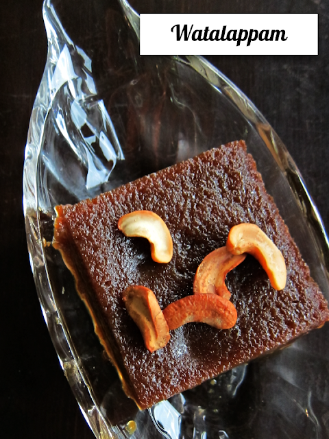 Watalappam coconut custard pudding with cashew nuts, traditional Sri Lankan dessert