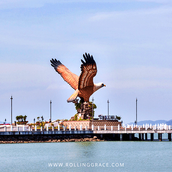 The golden eagle statue at Dataran Lang overlooking Kuah harbour, a popular stop on a Langkawi city tour