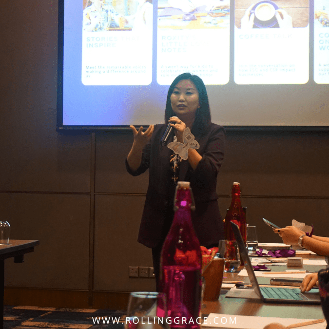 Hard Rock Hotel Desaru Coast ESG: 12 Remarkable Initiatives 2 Grace Chiam, Director of PR and Marketing Communications at Hard Rock Hotel Desaru Coast, delivering welcome remarks at the Coffee Talk roundtable