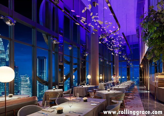 5 Ways Sabayon at EQ Rooftop Restaurant Aces KL Fine Dining 5 Sabayon main dining area with floor-to-ceiling windows overlooking Kuala Lumpur skyline