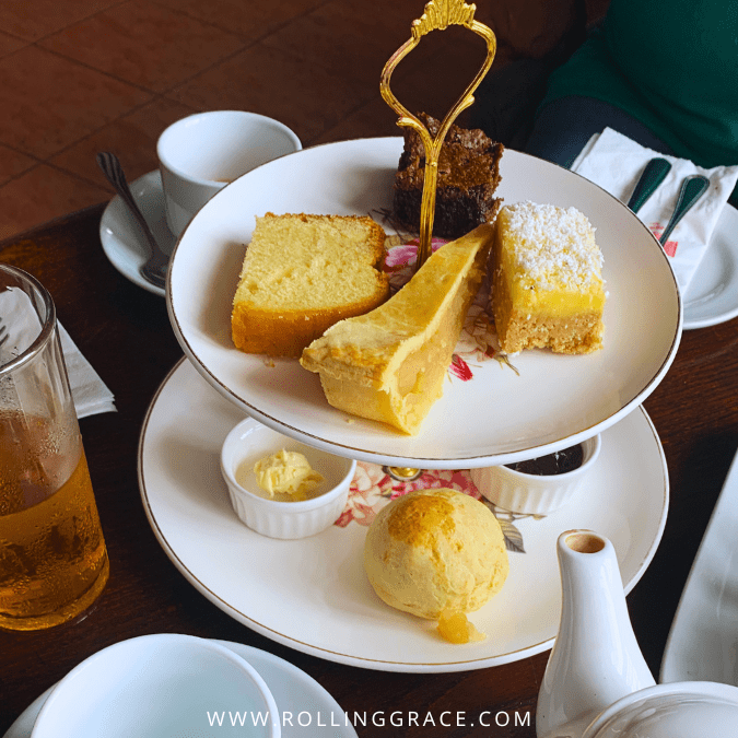10 Fascinating Things to Do in Fraser's Hill, Pahang 11 Two-tier afternoon tea set with scone clotted cream cakes and tea at Ye Olde Smokehouse Fraser's Hill