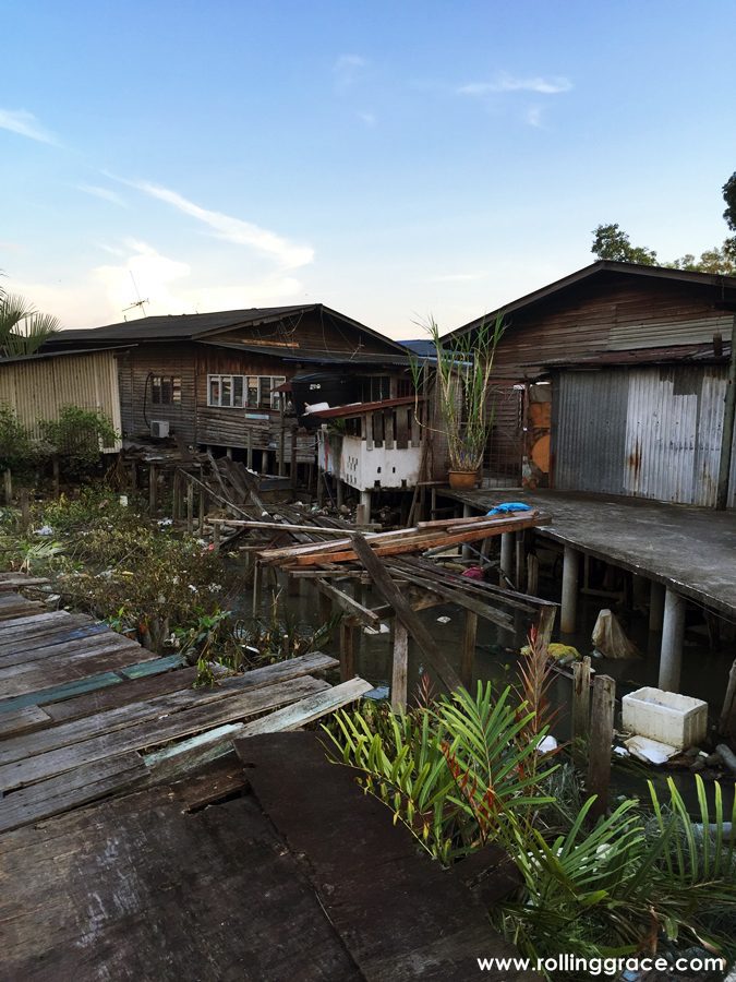 Weathered wooden houses along the narrow lanes of Bagan Hailam fishing village, Port Klang, Selangor.