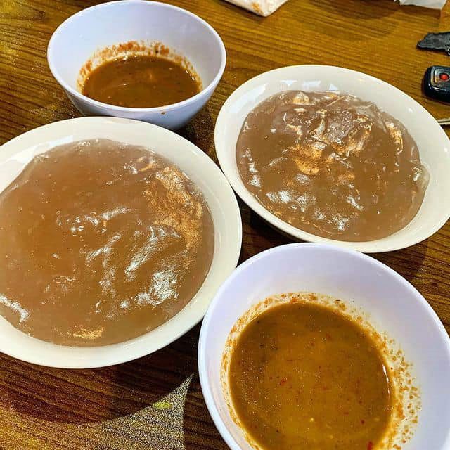 Melanau linut with anchovy sambal at Barong Tinuk, Jalan Merdeka, Kuching, Sarawak