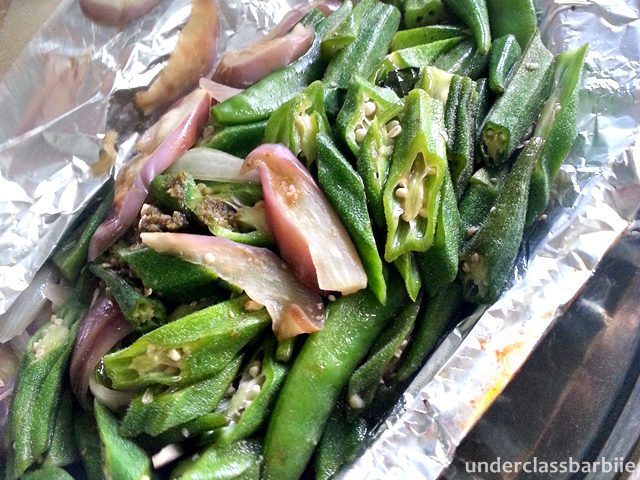 7 Delicious Dishes at Broga Recreational Fishing Park 7 Charcoal-grilled ladyfingers in foil at Broga Recreational Fishing Park, Kampong Lenggeng, Negeri Sembilan.