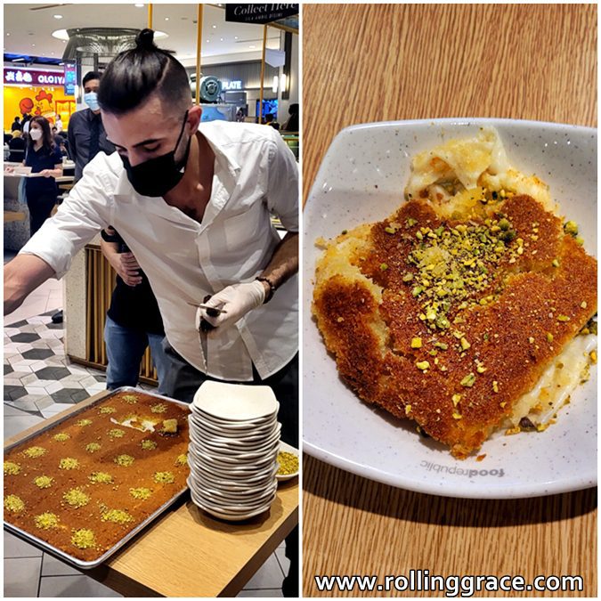 8 Best Halal Restaurants in Pavilion KL 7 Chef pulling cheese kunafa at Dubai stall, Food Republic, Pavilion KL, Kuala Lumpur