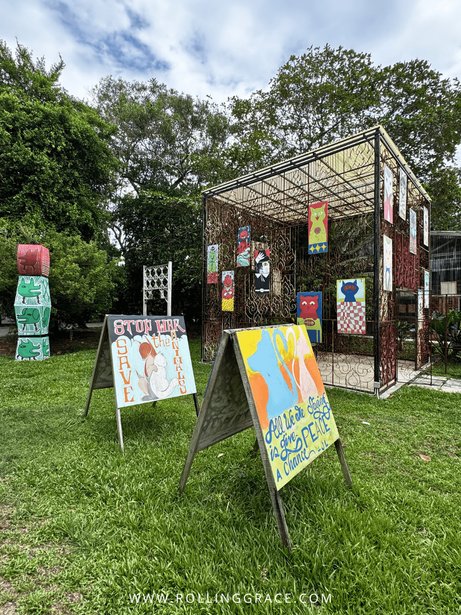 Outdoor Art Cube with framed canvases at Bon Ton Locale, Langkawi, Malaysia
