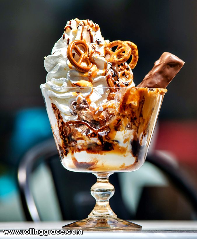 Best Sarawak Food: 20 Must-Try Traditional Dishes Guide 17 Gula Apong ice cream sundae made from Sarawak nipa palm sugar syrup with wafer and chocolate sauce