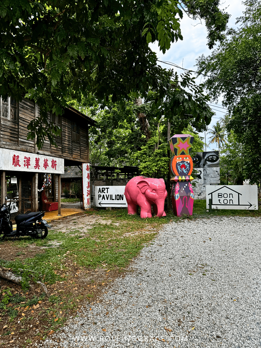 Entrance and grounds of Bon Ton Locale in Pantai Cenang, Langkawi, Malaysia