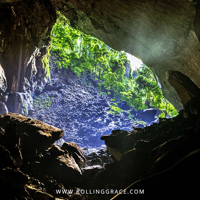 Sunlight streaming through the cave mouth of Gua Niah at Niah National Park, Sarawak