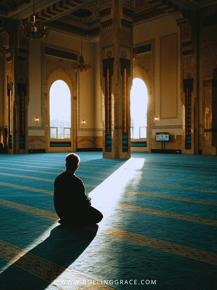 Best Mosques in Brunei: 6 Most Beautiful Must-Visit Places 7 Interior of Masjid Pengiran Muda Abdul Mateen mosque in Limau Manis Brunei with worshipper praying