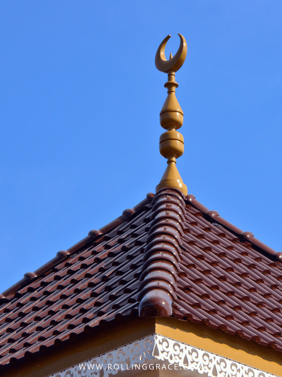 Best Mosques in Brunei: 6 Most Beautiful Must-Visit Places 6 Masjid Universiti Brunei Darussalam UBD mosque rooftop crescent moon and tiled archway