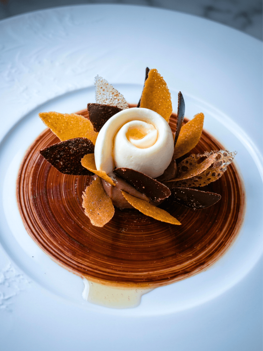 Dark chocolate dessert with Chinese yellow wine reduction at Ortensia Shanghai